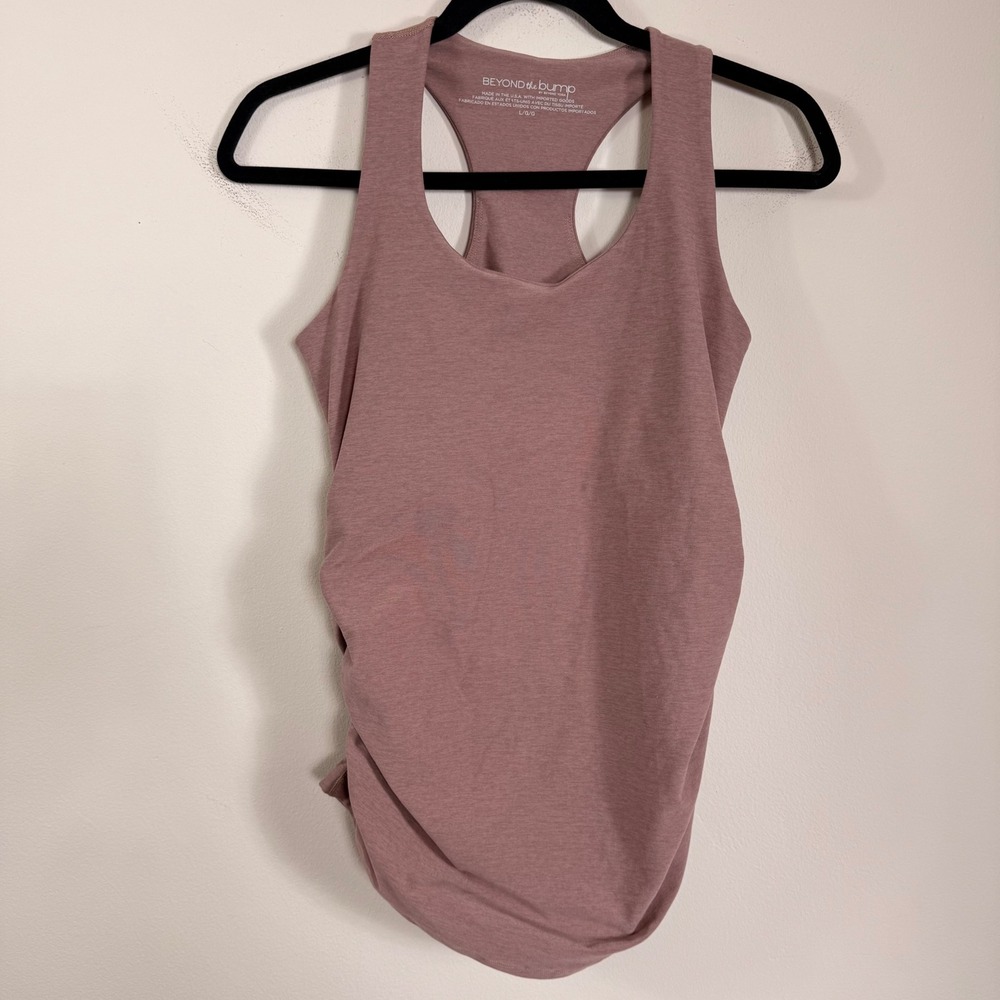 Beyond the Bump by Beyond Yoga Mauve Ruched Racerback Maternity Tank Top L